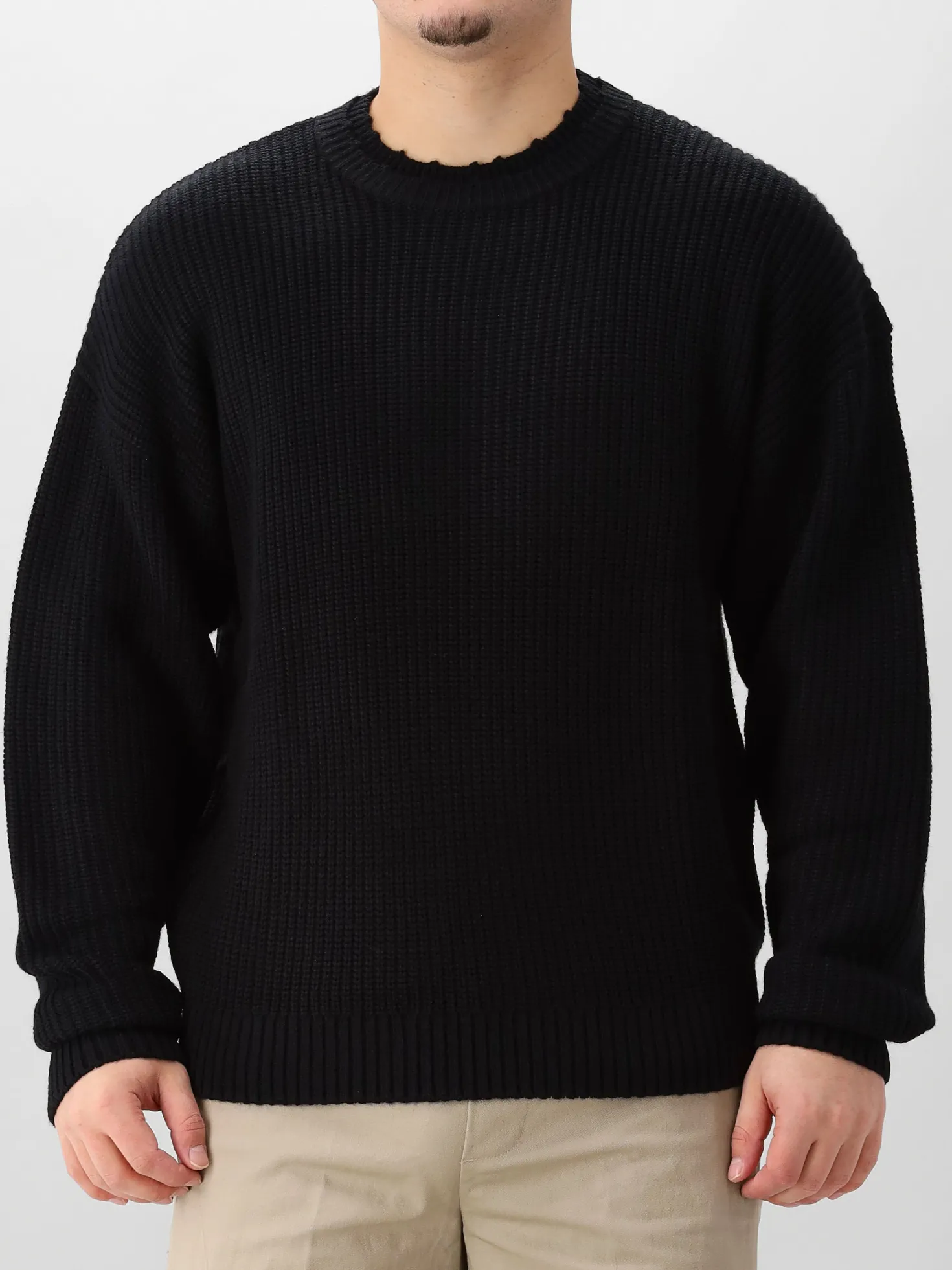New Amsterdam Gebreide Trui Zwart Big Logo Crewneck