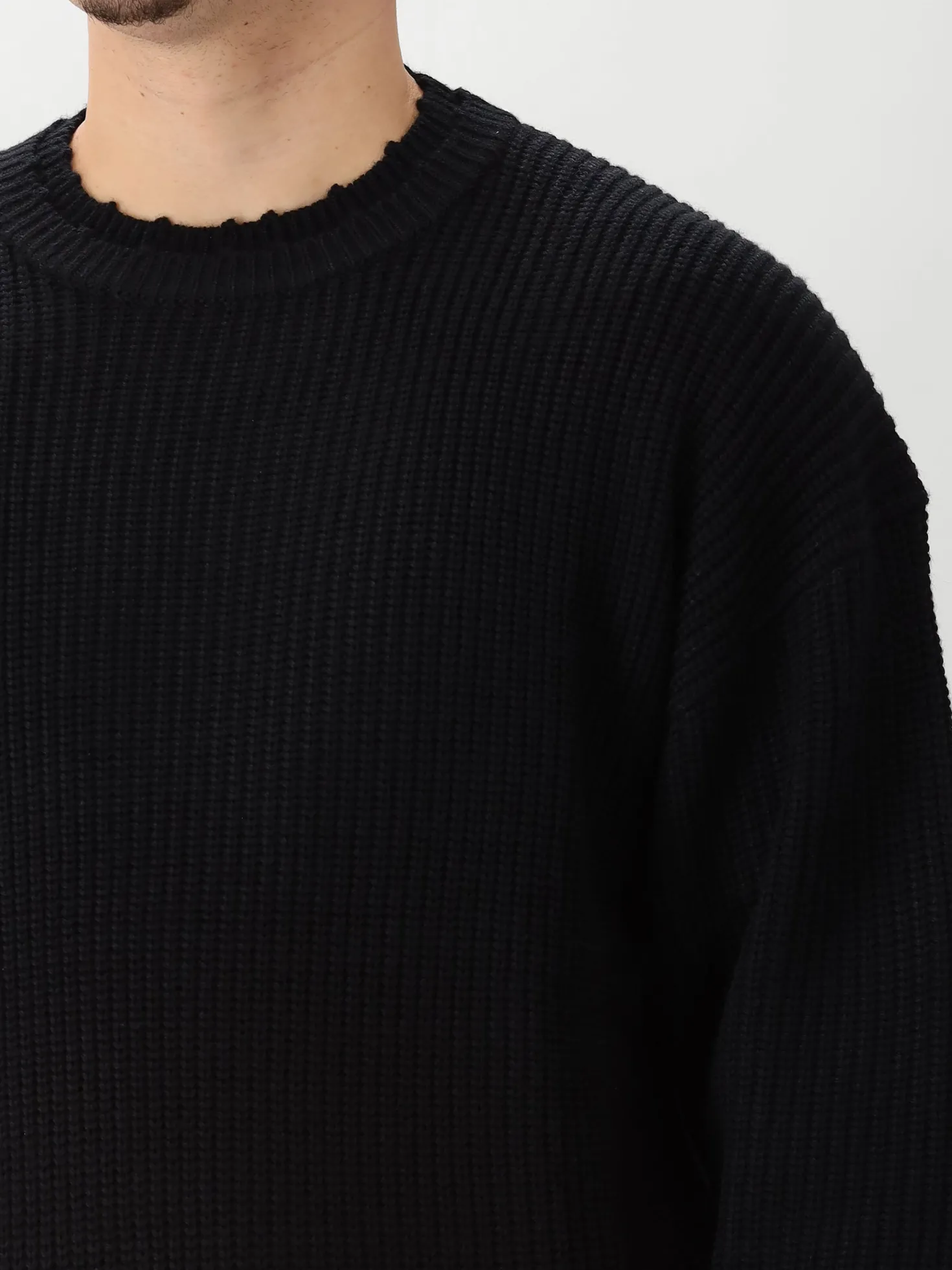 New Amsterdam Gebreide Trui Zwart Big Logo Crewneck