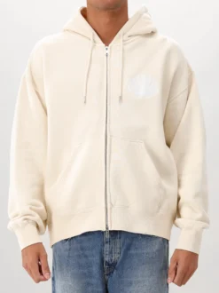 New Amsterdam Hoodie Ecru Wit Logo Zip
