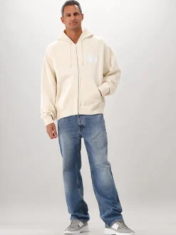 New Amsterdam Hoodie Ecru Wit Logo Zip