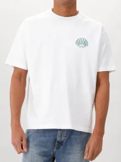 New Amsterdam T-Shirt Wit Logo Tee White Sea Green