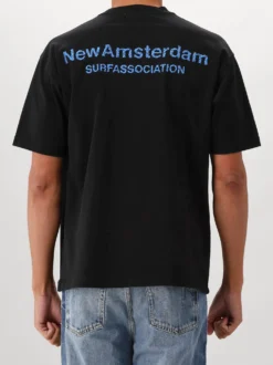 New Amsterdam T-Shirt Zwart Logo Tee Black Acid Blue