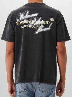New Amsterdam T-Shirt Zwart Welcome To Palmbeach Tee Antracite