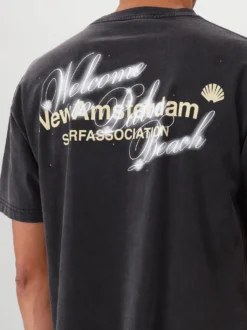 New Amsterdam T-Shirt Zwart Welcome To Palmbeach Tee Antracite