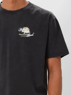 New Amsterdam T-Shirt Zwart Welcome To Palmbeach Tee Antracite