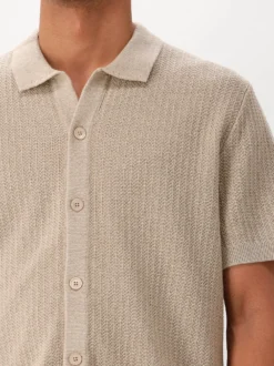 NN.07 Shortsleeve Overhemd Beige Ares Knit