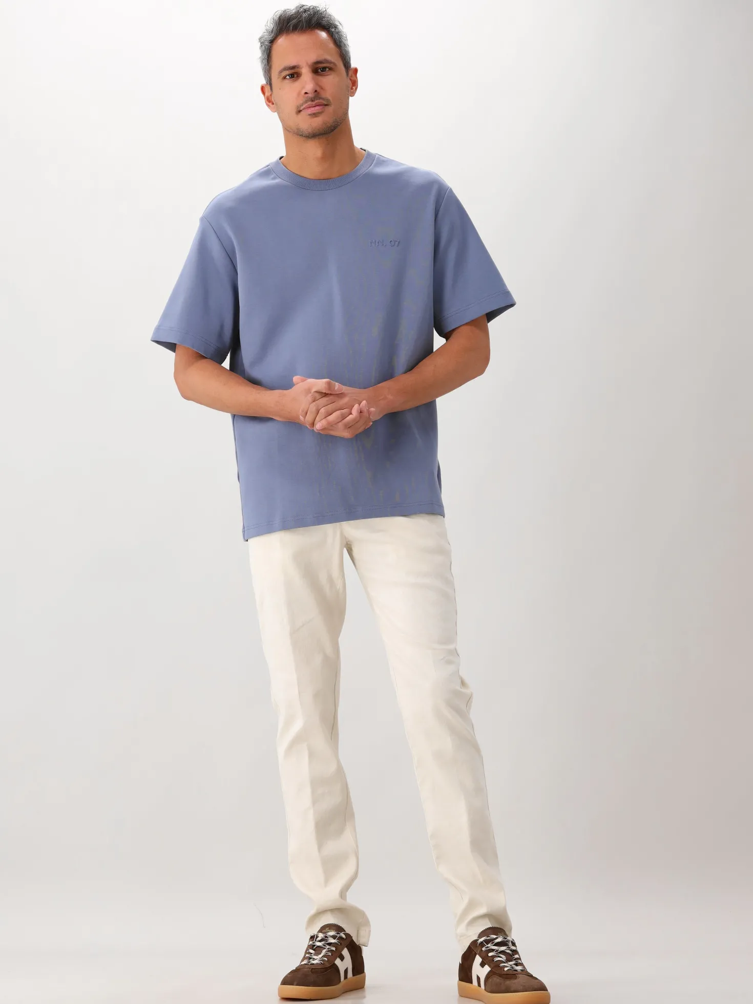 NN.07 T-Shirt Blauw Nat SS Logo Tee