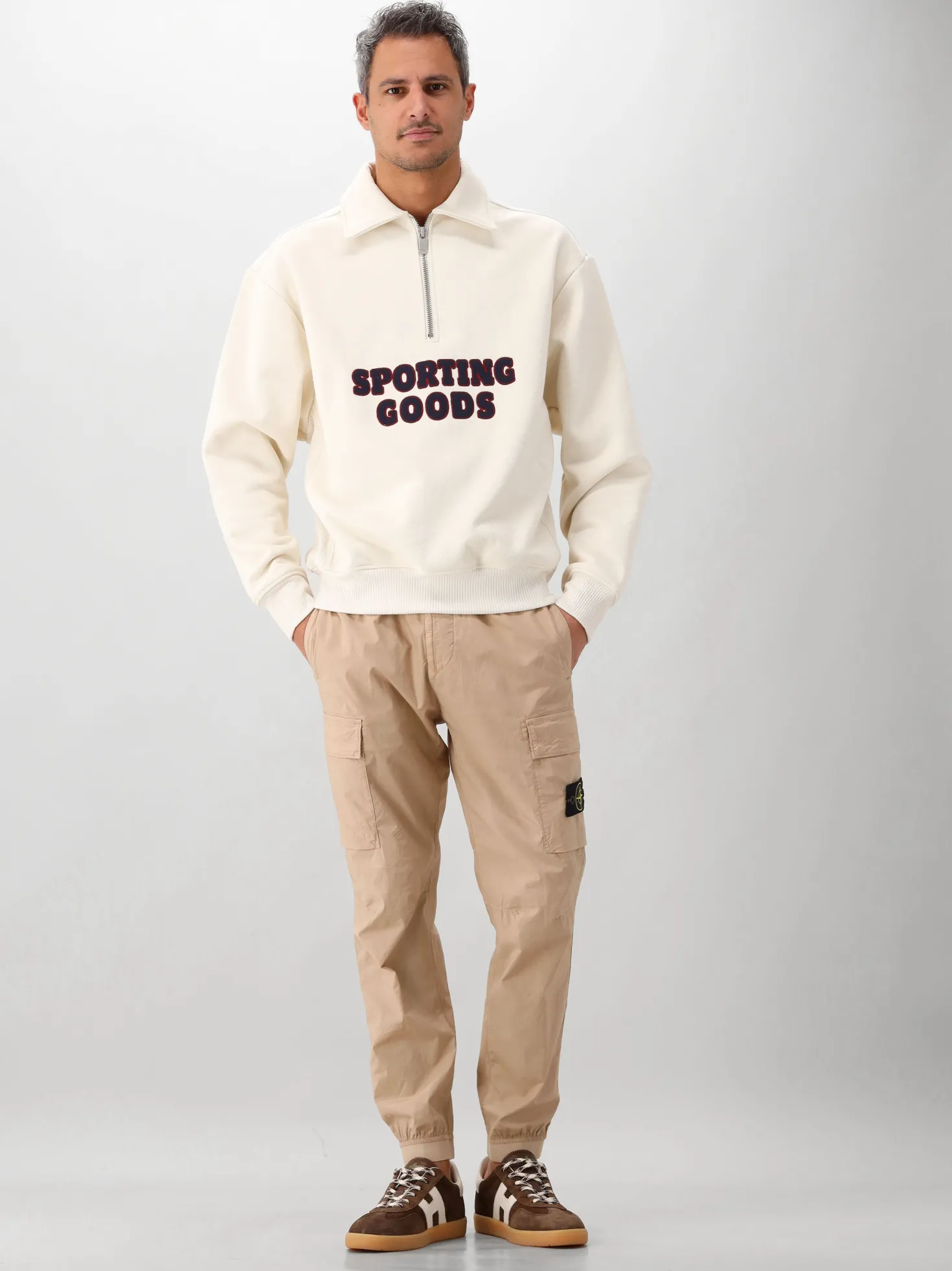 Pal Sporting Goods Sweater Half Zip Gebroken Wit Swing For The Fences