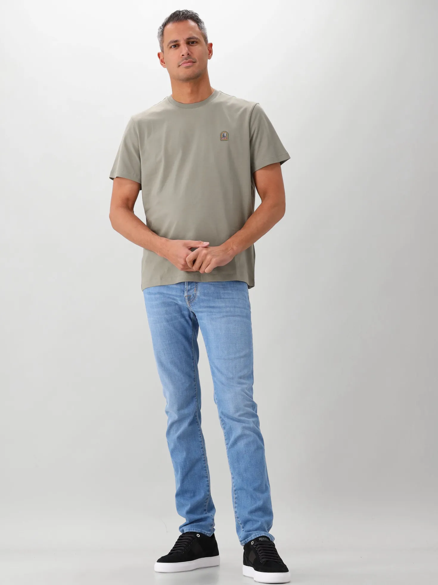 Parajumpers T-shirt Groen Patch Ashen Sage