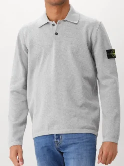 Stone IslandGebreide Longsleeve Polo Grijs