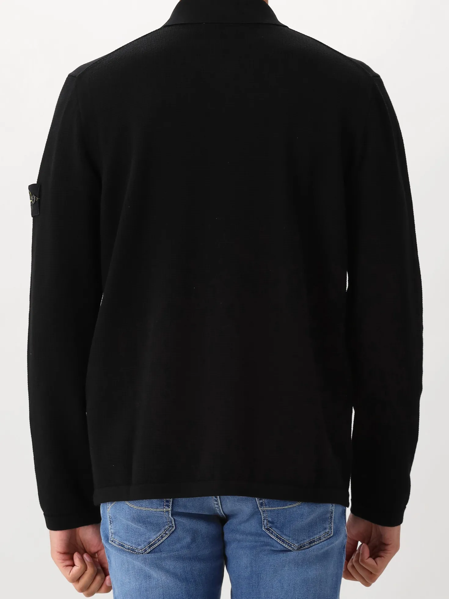 Stone IslandGebreide Longsleeve Polo Zwart