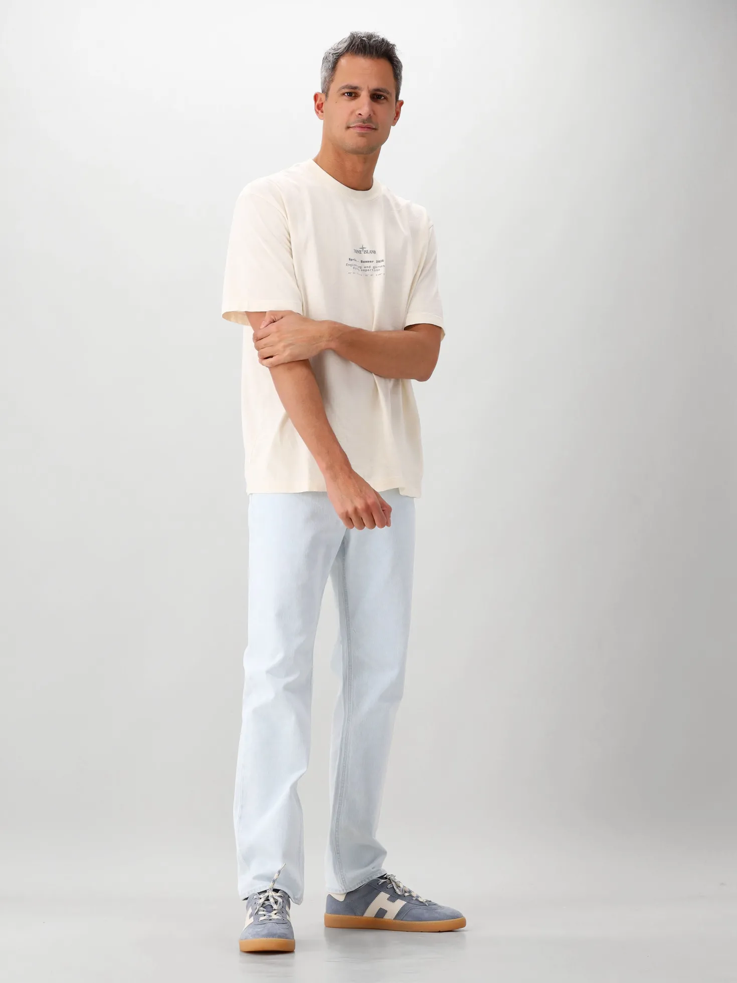 Stone Island Straight Fit Jeans Blauw