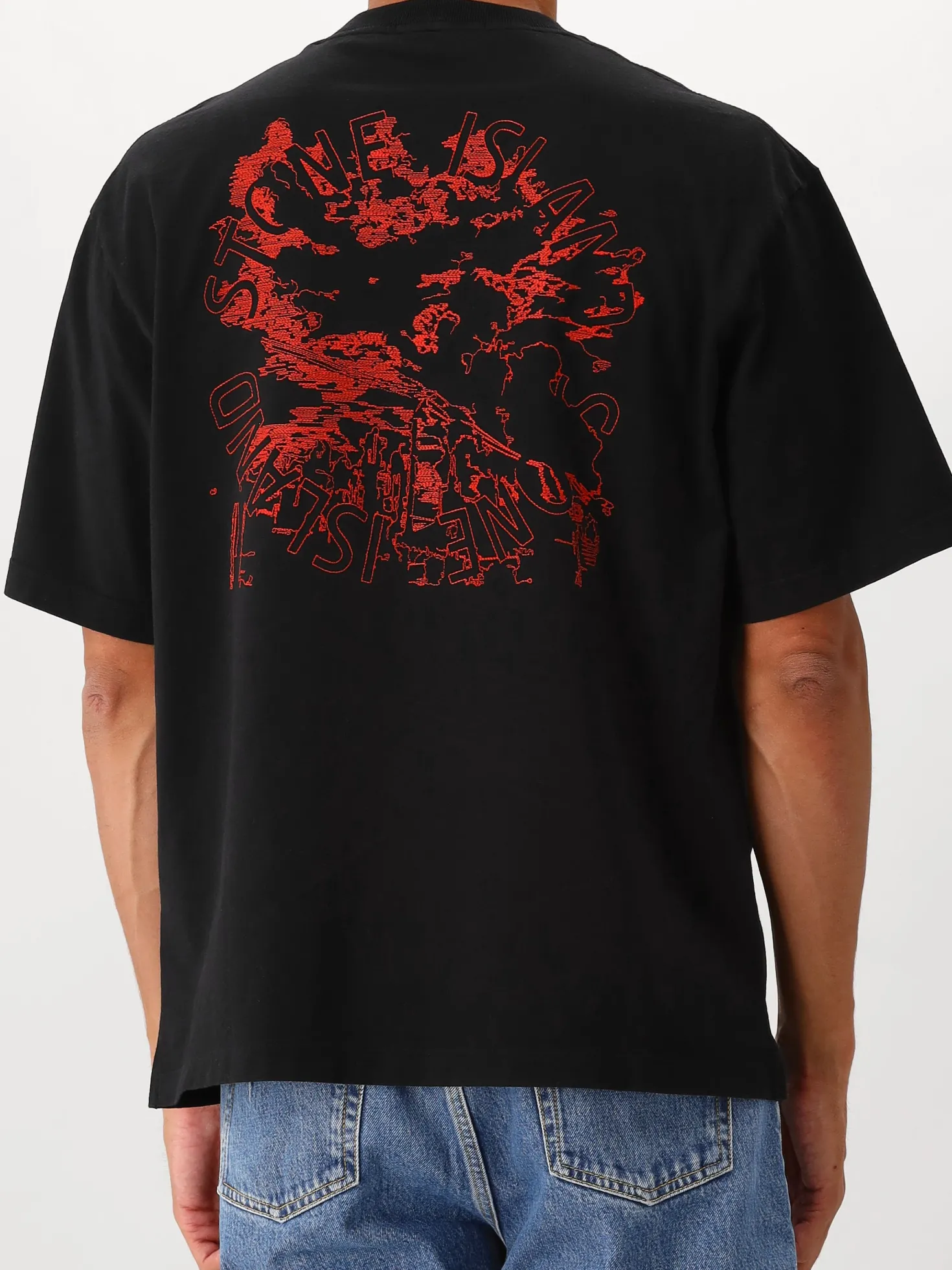 Stone Island T-shirt Backprint Zwart