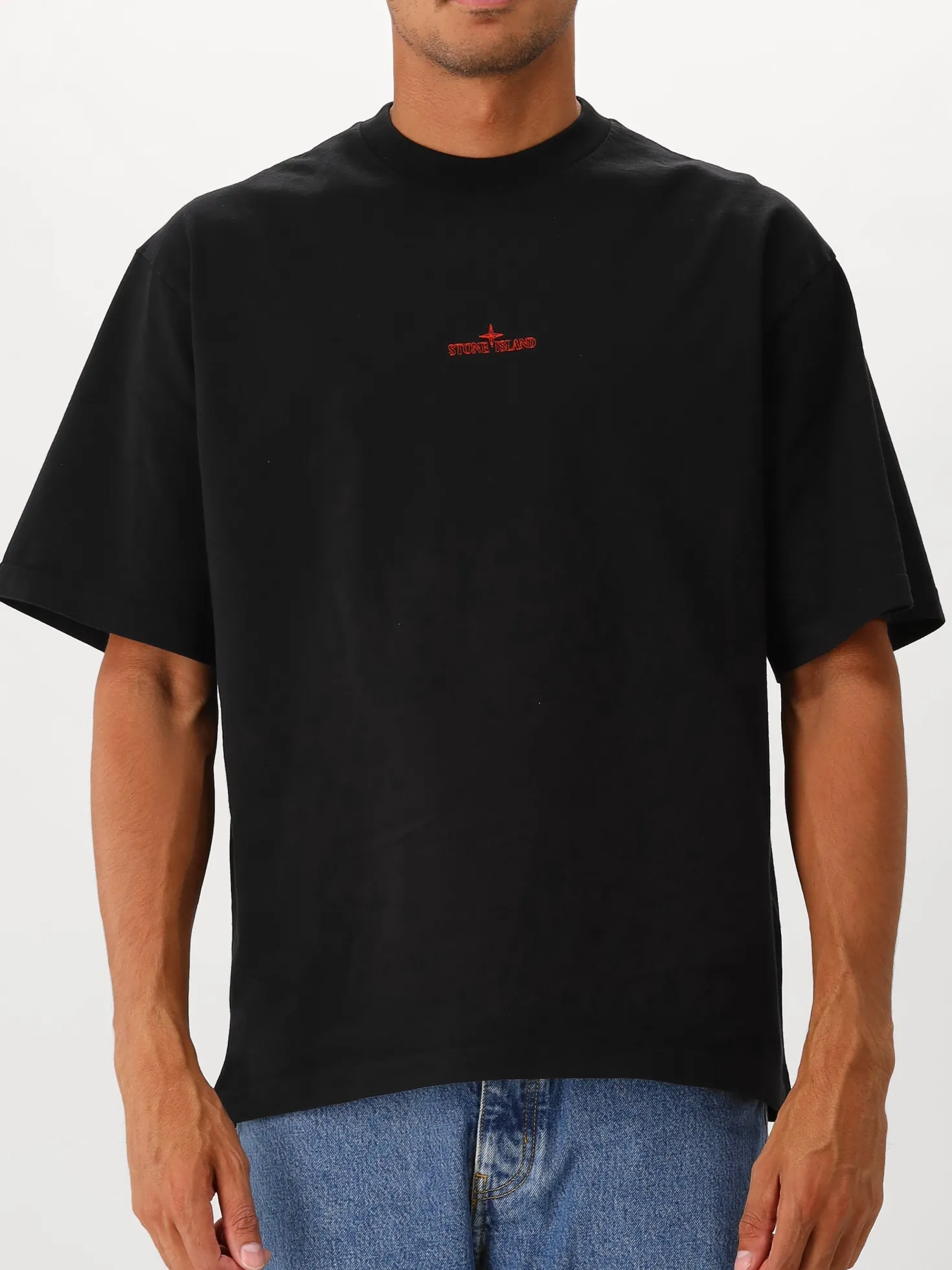 Stone Island T-shirt Backprint Zwart