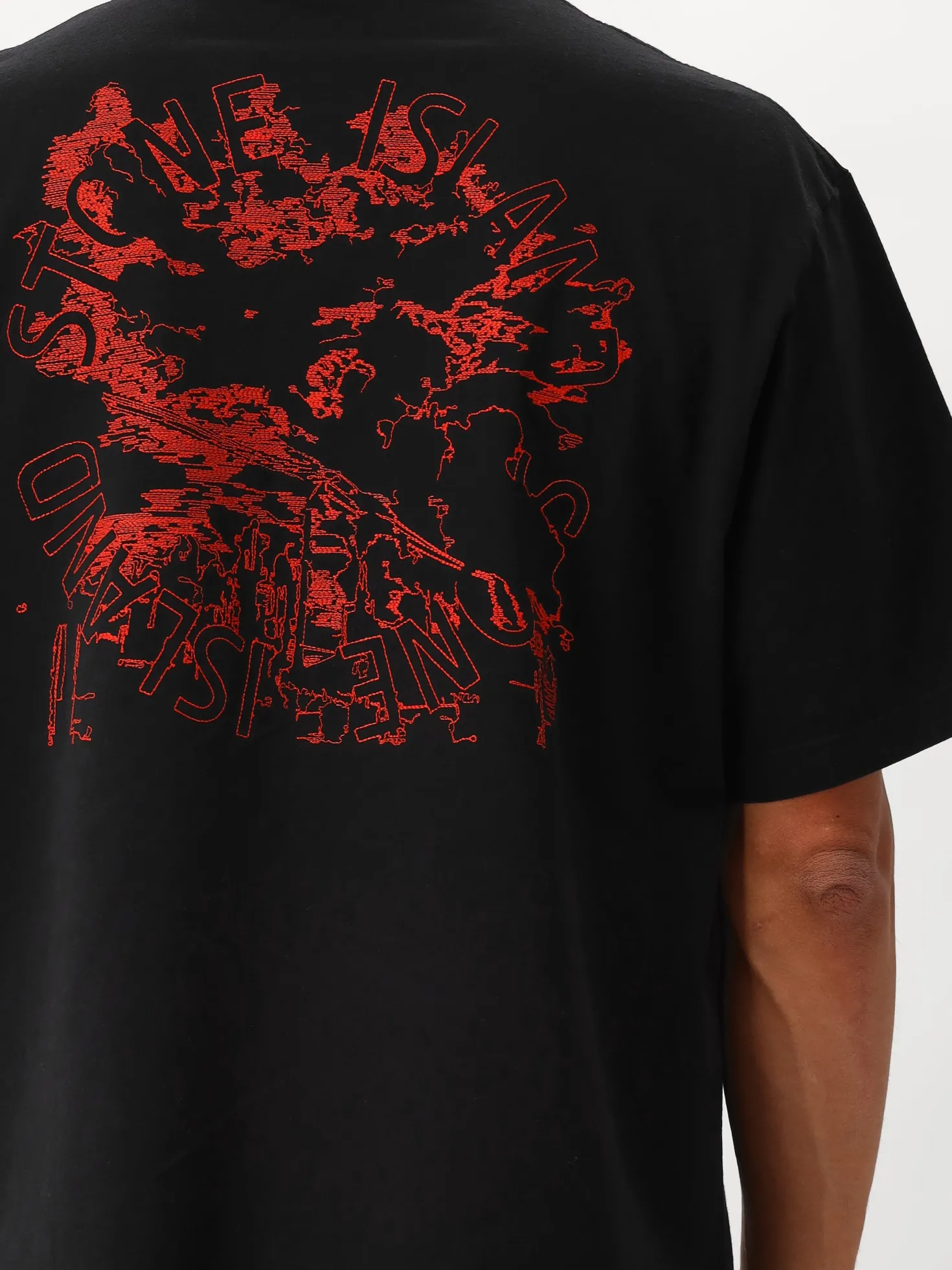 Stone Island T-shirt Backprint Zwart