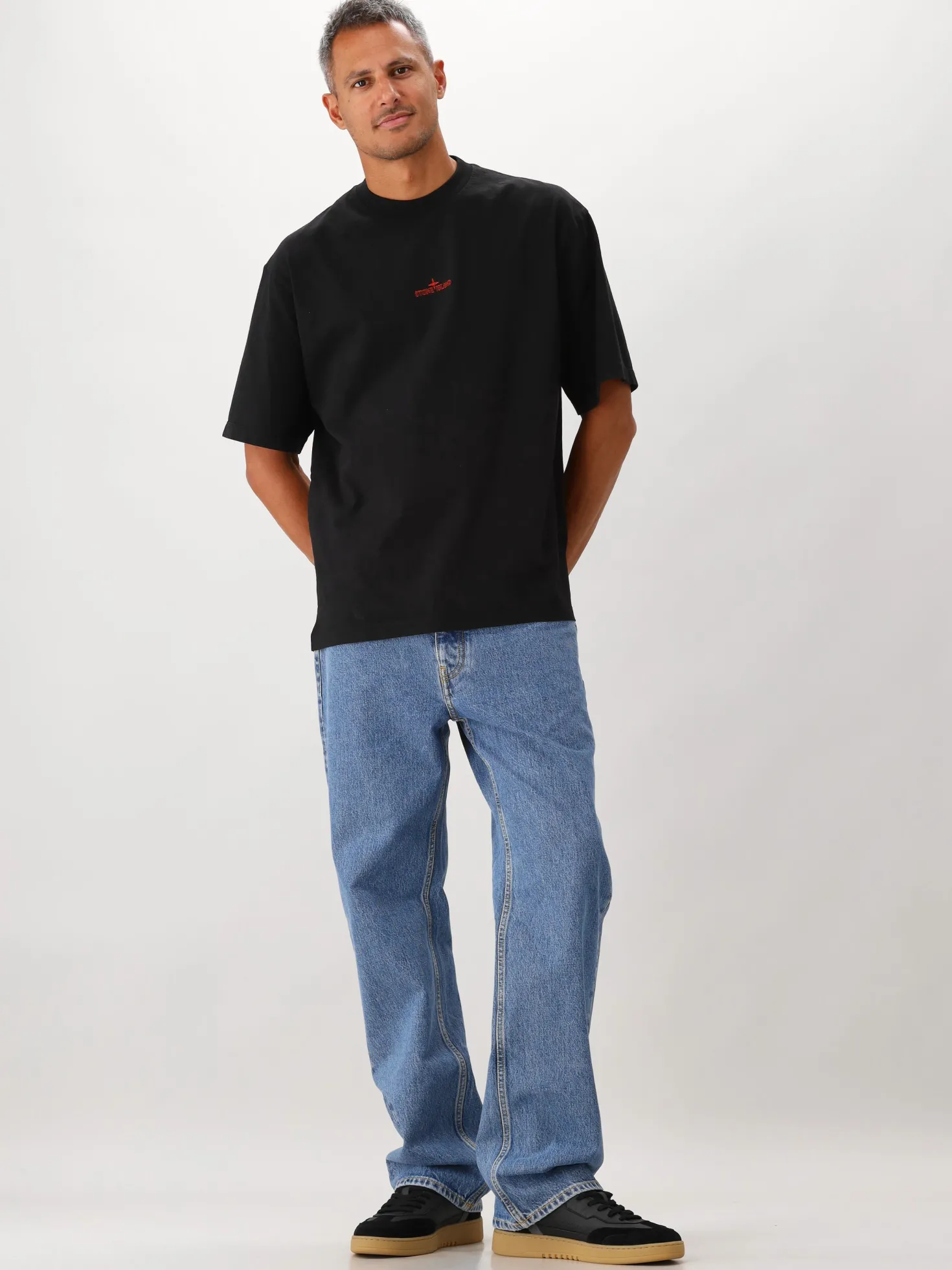 Stone Island T-shirt Backprint Zwart