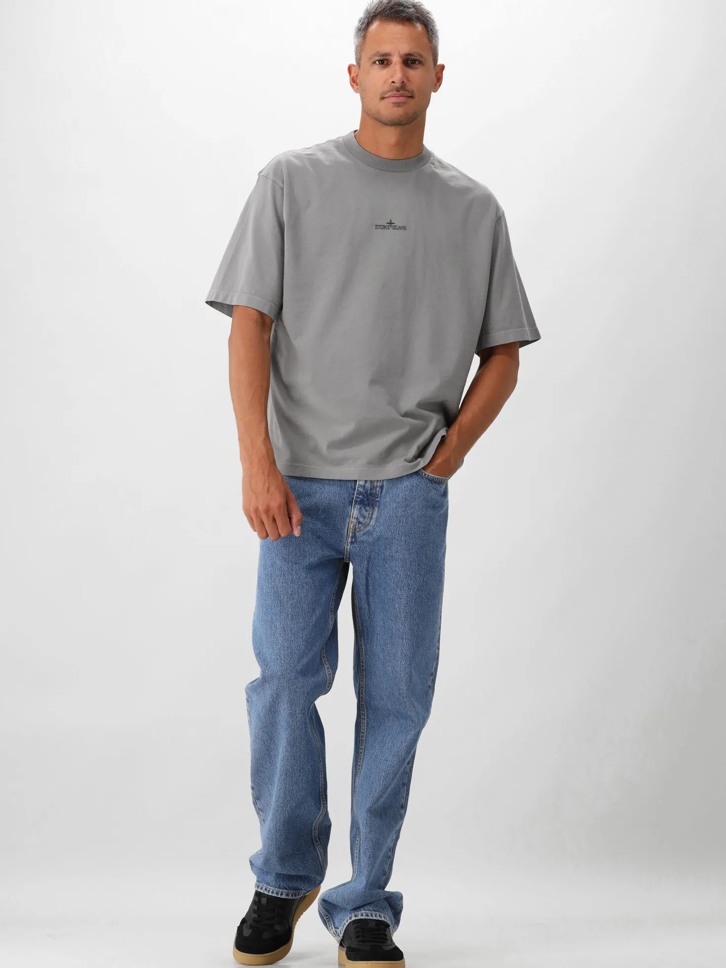 Stone Island T-shirt Grijs Backprint