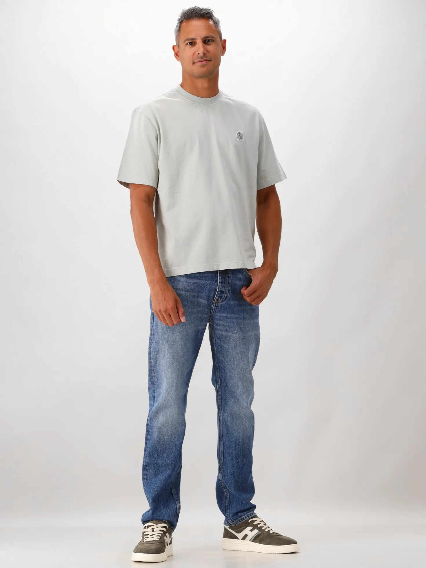 Stone Island T-shirt Grijs Patch Logo