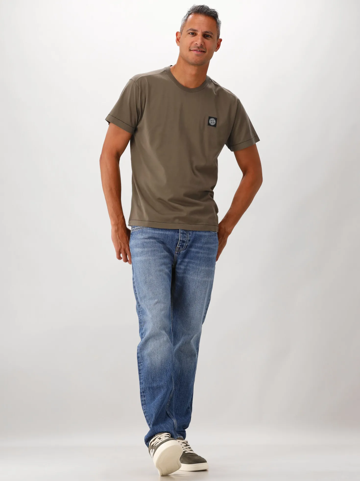Stone Island T-shirt Groen Patch Logo