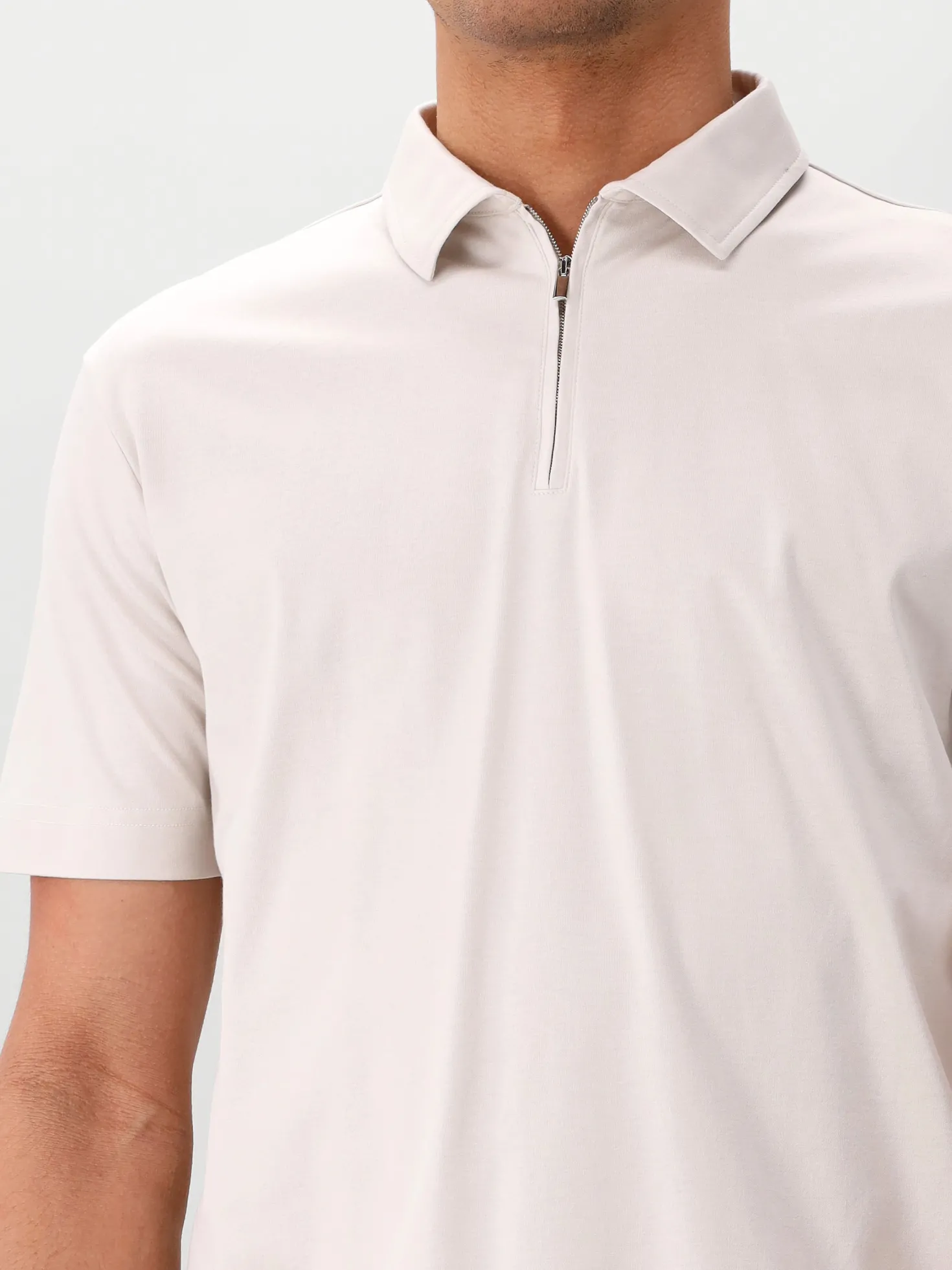 Valenza Polo Grijs Supima Polo Zip Pearl Grey