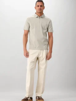 Valenza Polo Groen Supima Zip Collar Stone