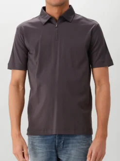 Valenza Polo Supima Zip Collar Asphalt