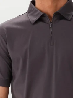 Valenza Polo Supima Zip Collar Asphalt