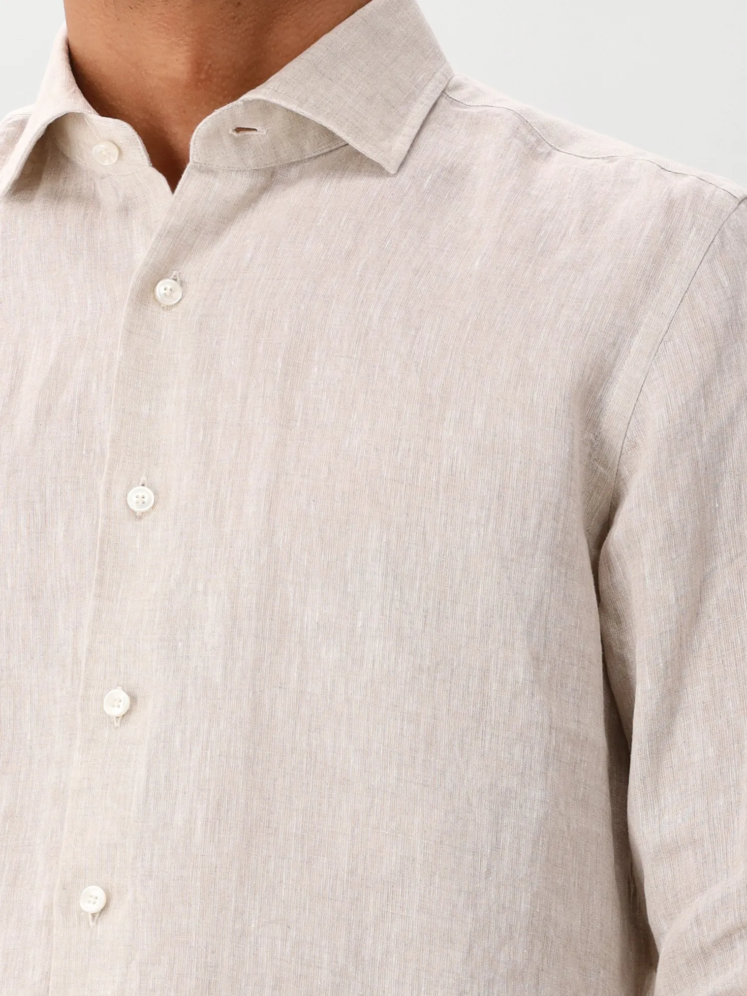Xacus Linnen Overhemd Beige Tailor fit 748ML 11297 002