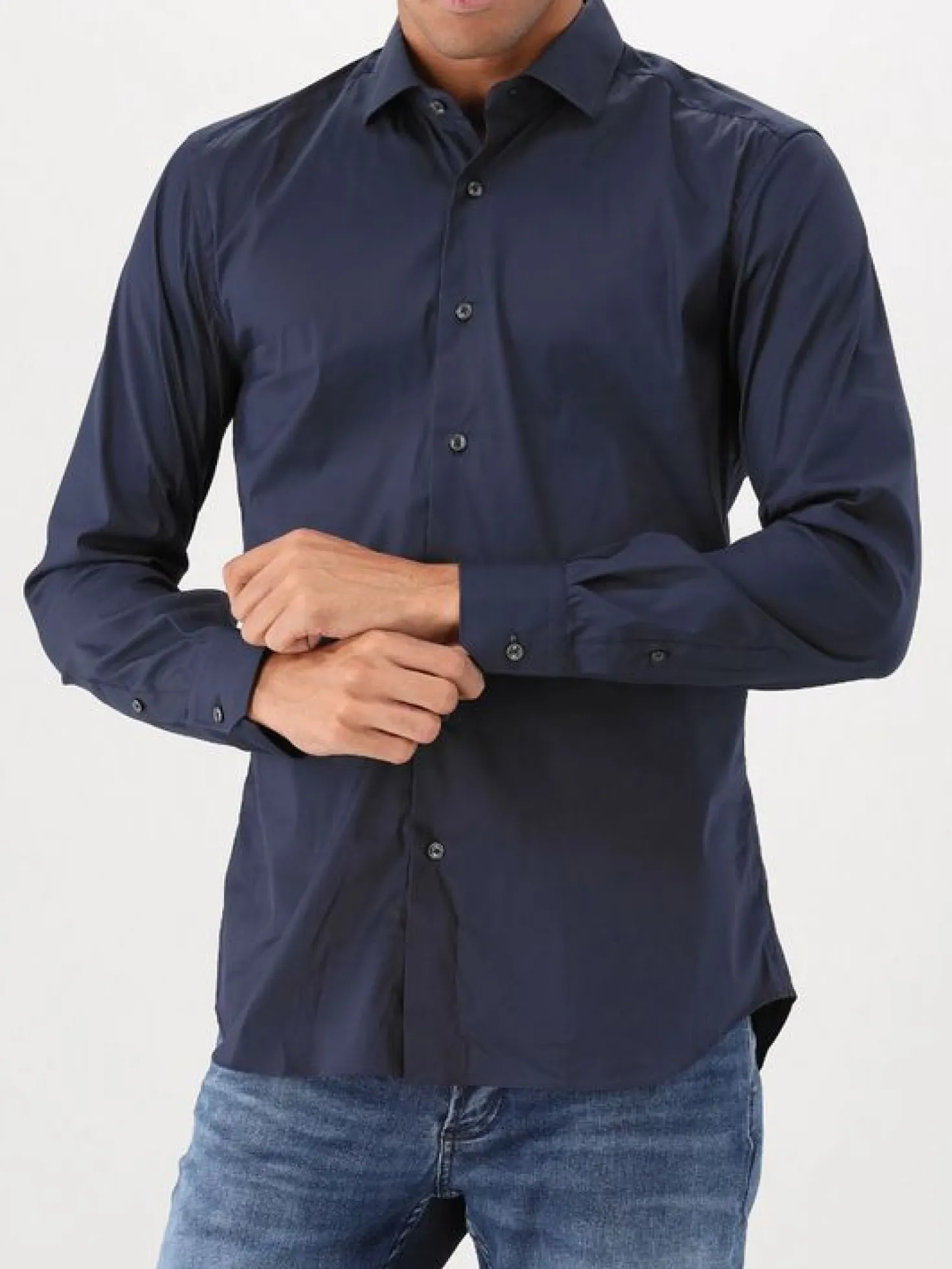 Xacus Overhemd Blauw Classic Shirt Slim Fit