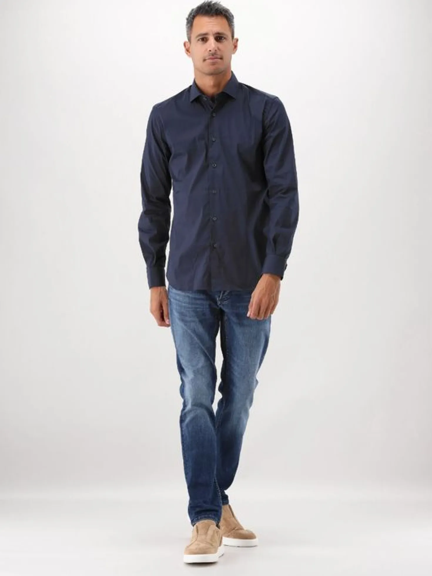 Xacus Overhemd Blauw Classic Shirt Slim Fit
