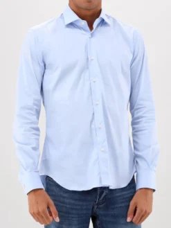 Xacus Overhemd Blauw Classic Shirt Slim Fit