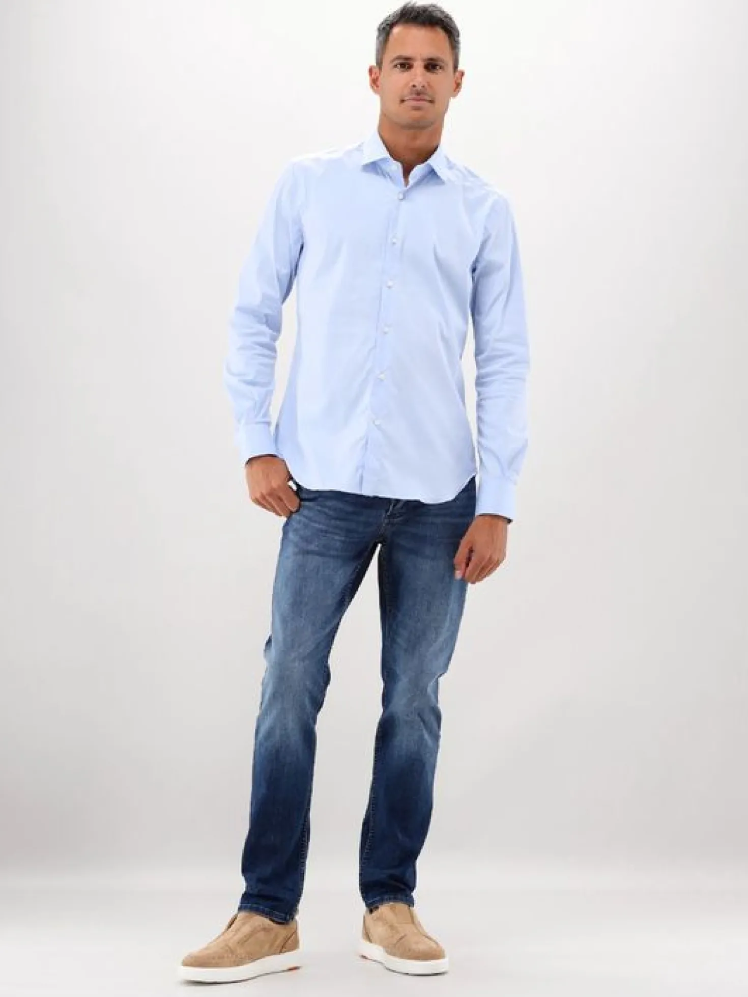 Xacus Overhemd Blauw Classic Shirt Slim Fit