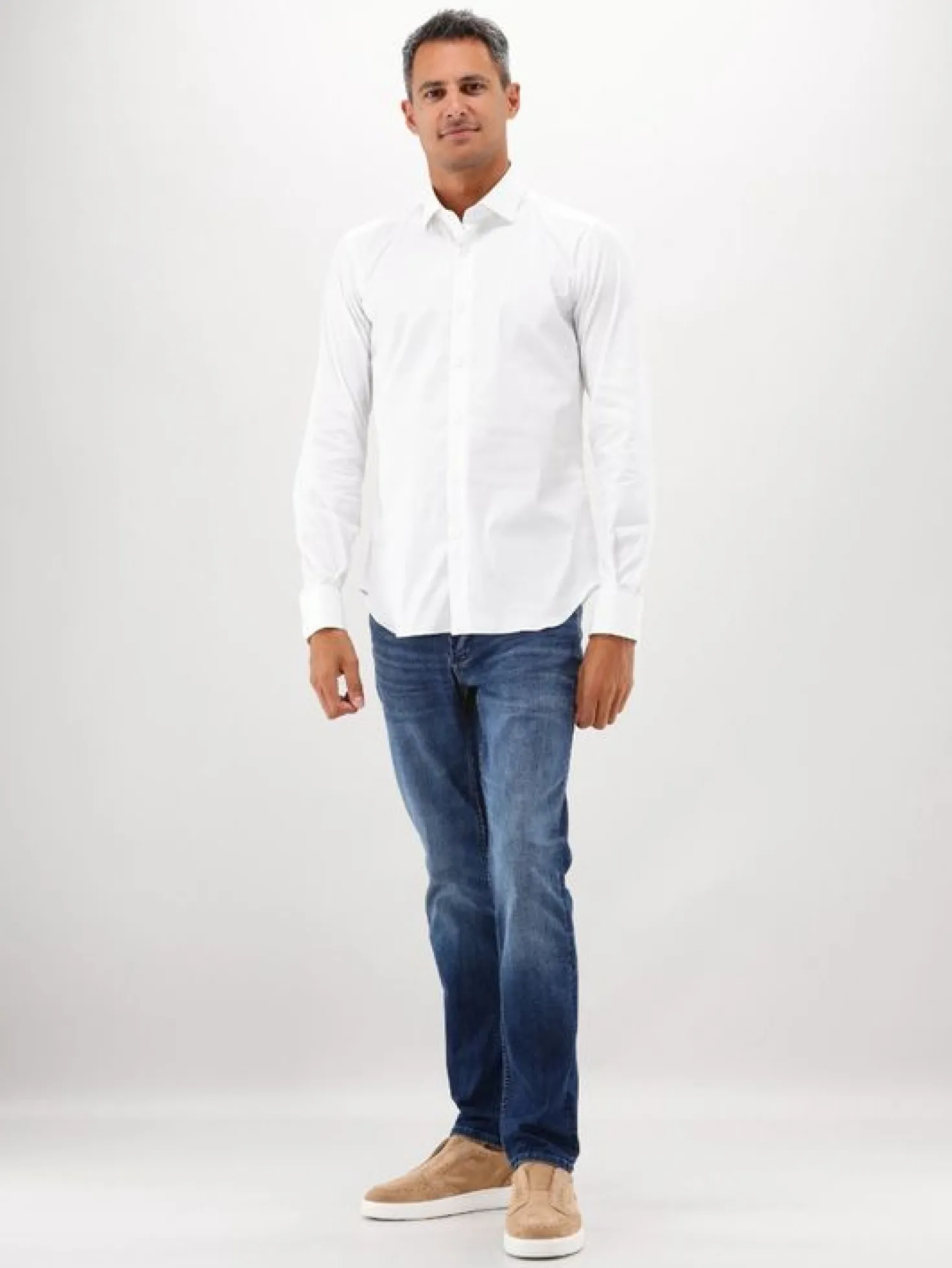 Xacus Overhemd Wit Classic Shirt Slim Fit