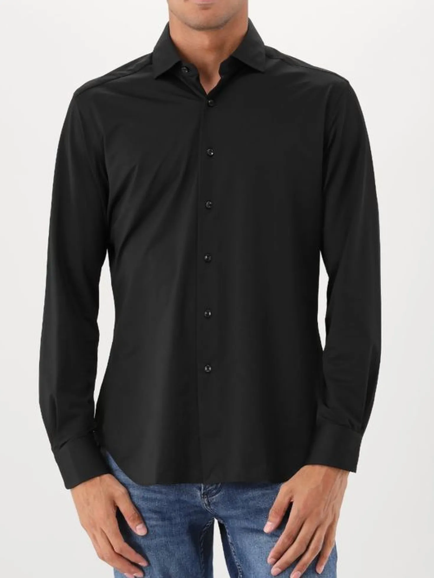 Xacus Overhemd Zwart Active Shirt Tailor Fit ACT558ML 11460 004