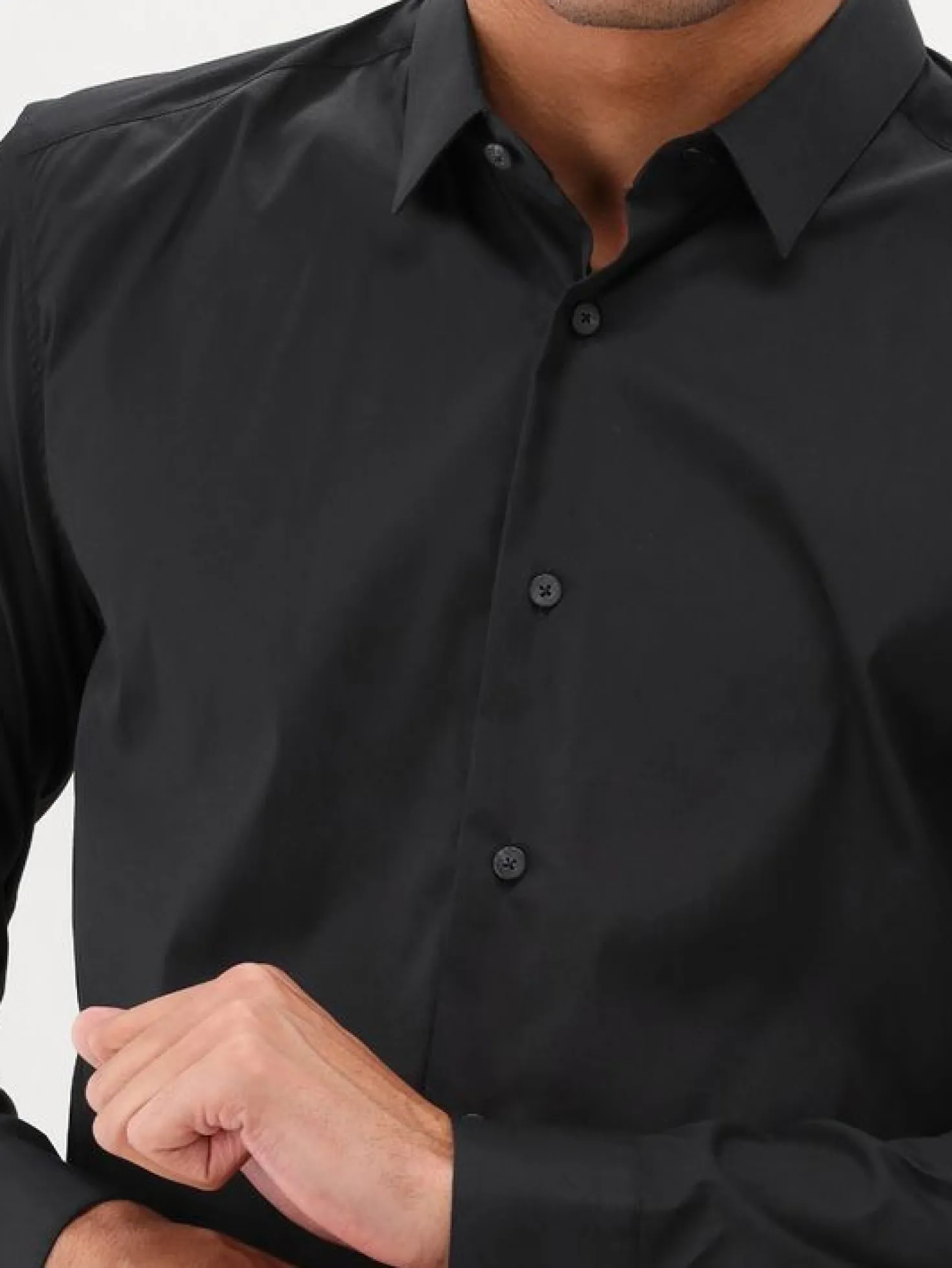 Xacus Overhemd Zwart Classic Shirt Slim Fit